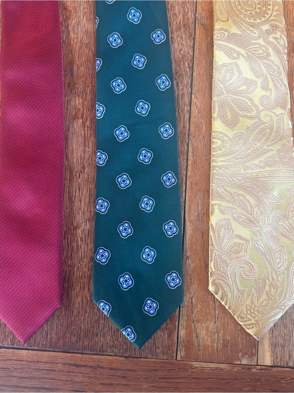 Tie trio set- Green burgundy gold Medallion Tie - Men
